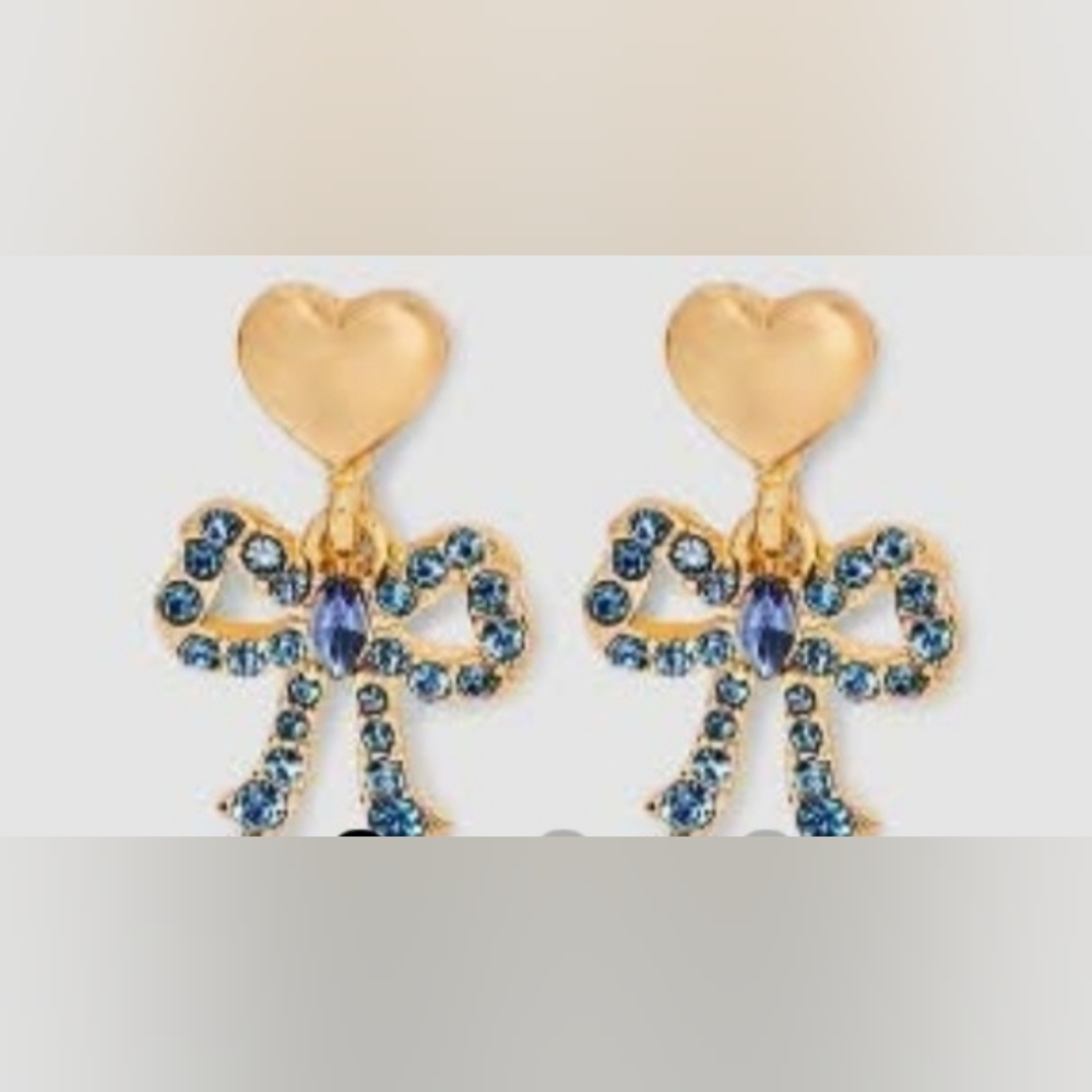 Sugarfix by BaubleBar Gold Colored Heart with Blue Rhinestones